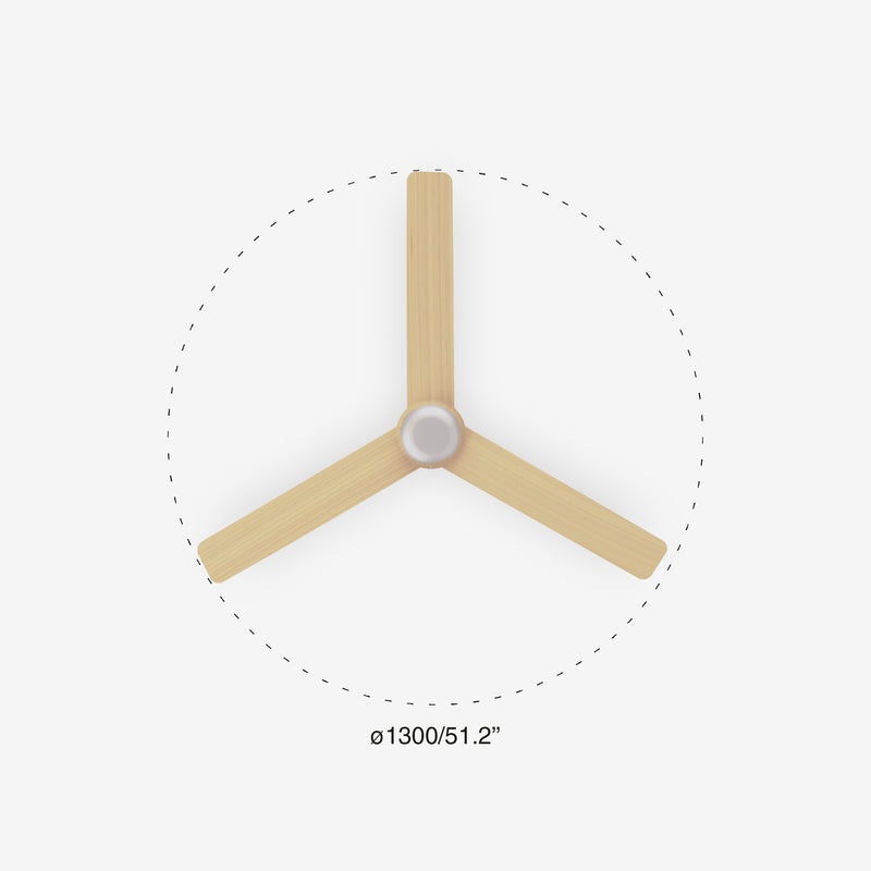 Punt Tub 130cm Ceiling Fan with LED Light / White with Maple / ABS Blades