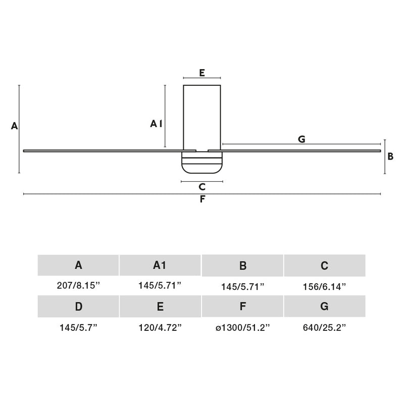 Punt Tub 130cm Ceiling Fan / Black / ABS Blades