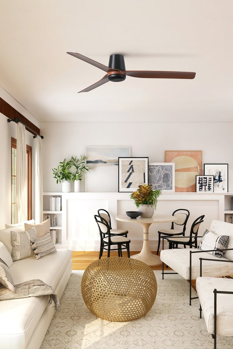 Punt Tub 130cm Ceiling Fan / Black with Walnut / ABS Blades