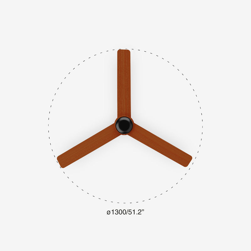Punt Tub 130cm Ceiling Fan / Black with Walnut / ABS Blades