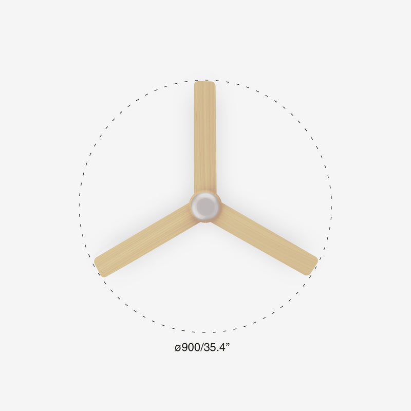 Mini Punt Tub 90cm Ceiling Fan with LED Light / White with Maple / ABS Blades