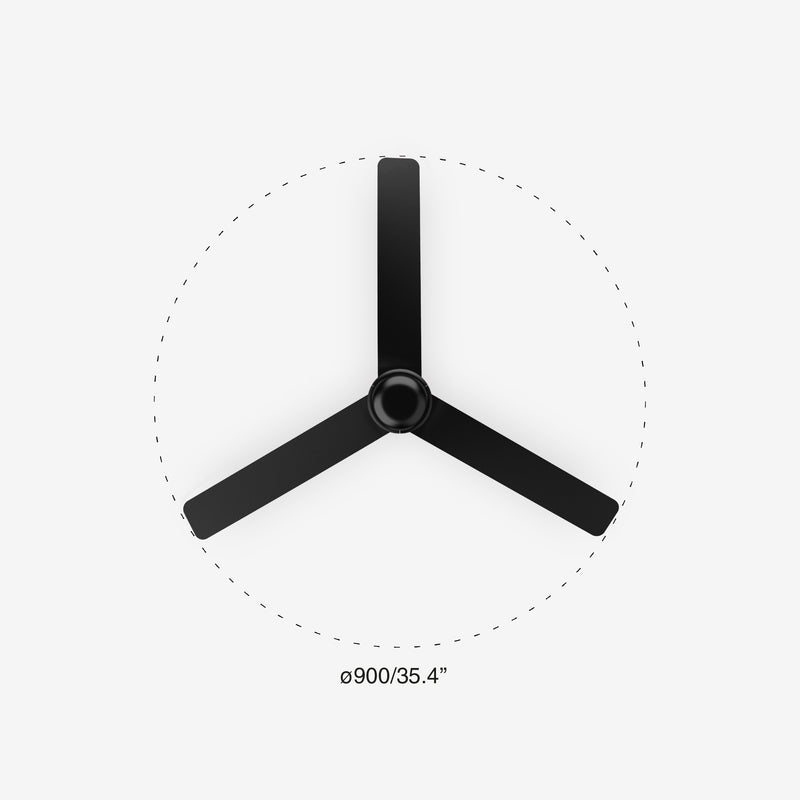 Mini Punt Tub 90cm Ceiling Fan / Black / ABS Blades