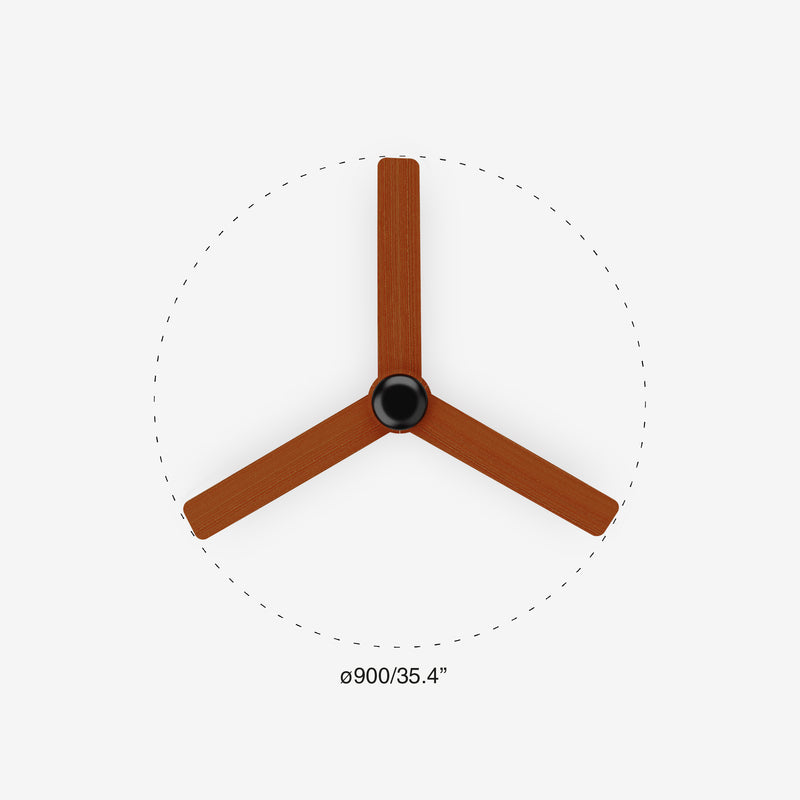 Mini Punt Tub 90cm Ceiling Fan / Black with Walnut / ABS Blades