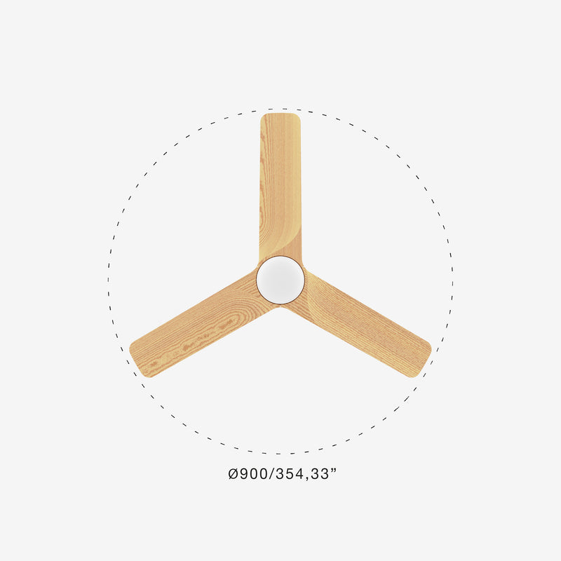 Heywood Tub 90cm Ceiling Fan with LED Light / White with Pine / Timber Blades