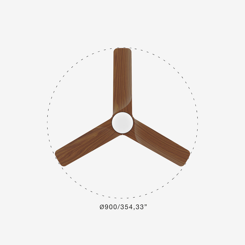 Heywood Tub 90cm Ceiling Fan with LED Light / Black with Walnut / Timber Blades