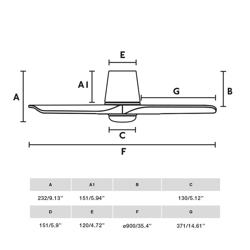 Heywood Tub 90cm Ceiling Fan with LED Light / Black with Walnut / Timber Blades