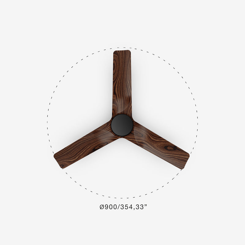 Heywood Tub 90cm Ceiling Fan / Black with Walnut / Timber Blades