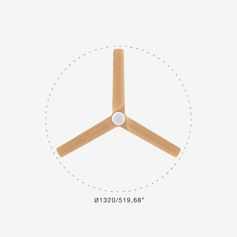 Heywood Tub 132cm Ceiling Fan with LED Light / White with Pine / Timber Blades