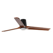 Heywood Tub 132cm Ceiling Fan with LED Light / Black with Walnut / Timber Blades