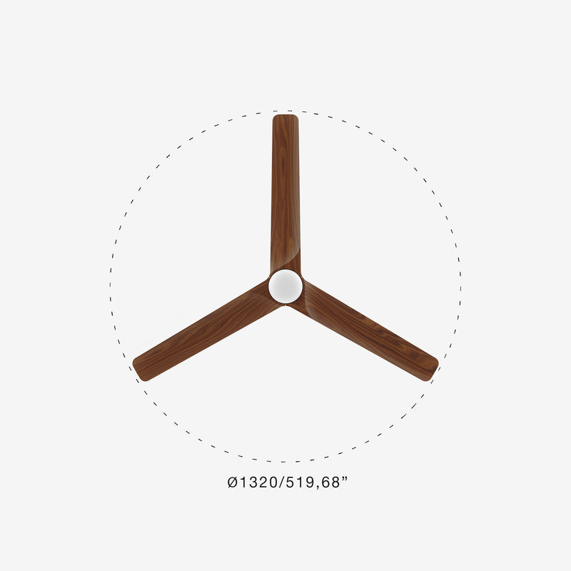 Heywood Tub 132cm Ceiling Fan with LED Light / Black with Walnut / Timber Blades