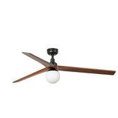 Klim 150cm Ceiling Fan with Light / Black with Walnut / Timber Blades