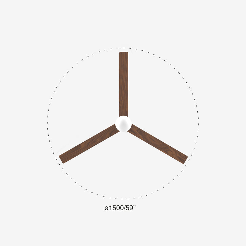 Klim 150cm Ceiling Fan with Light / Black with Walnut / Timber Blades