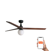 Klim 150cm Ceiling Fan with Light / Black with Walnut / Timber Blades