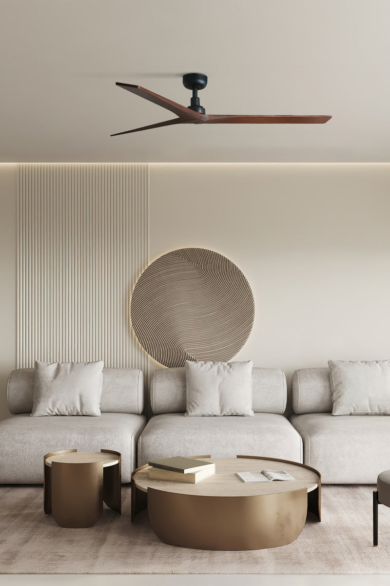 Klim 150cm Ceiling Fan / Black with Walnut / Timber Blades