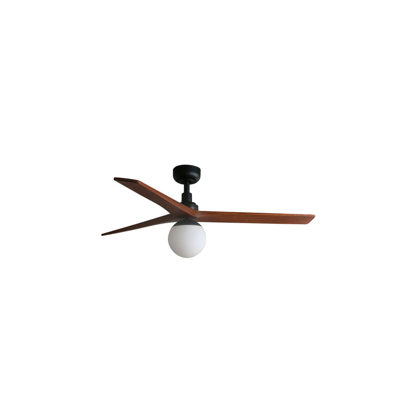 Klim 125cm Ceiling Fan with Light / Black with Walnut / Timber Blades