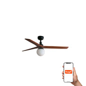 Klim 125cm Ceiling Fan with Light / Black with Walnut / Timber Blades