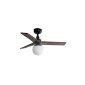 Klim 92.5cm Ceiling Fan with Light / Black with Walnut / Timber Blades