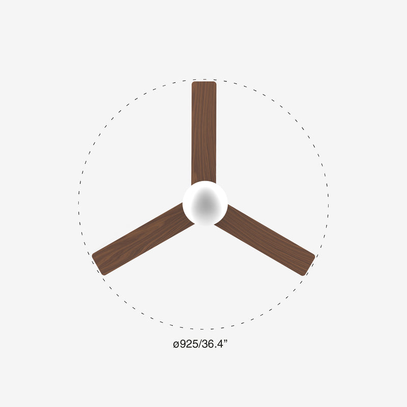 Klim 92.5cm Ceiling Fan with Light / Black with Walnut / Timber Blades