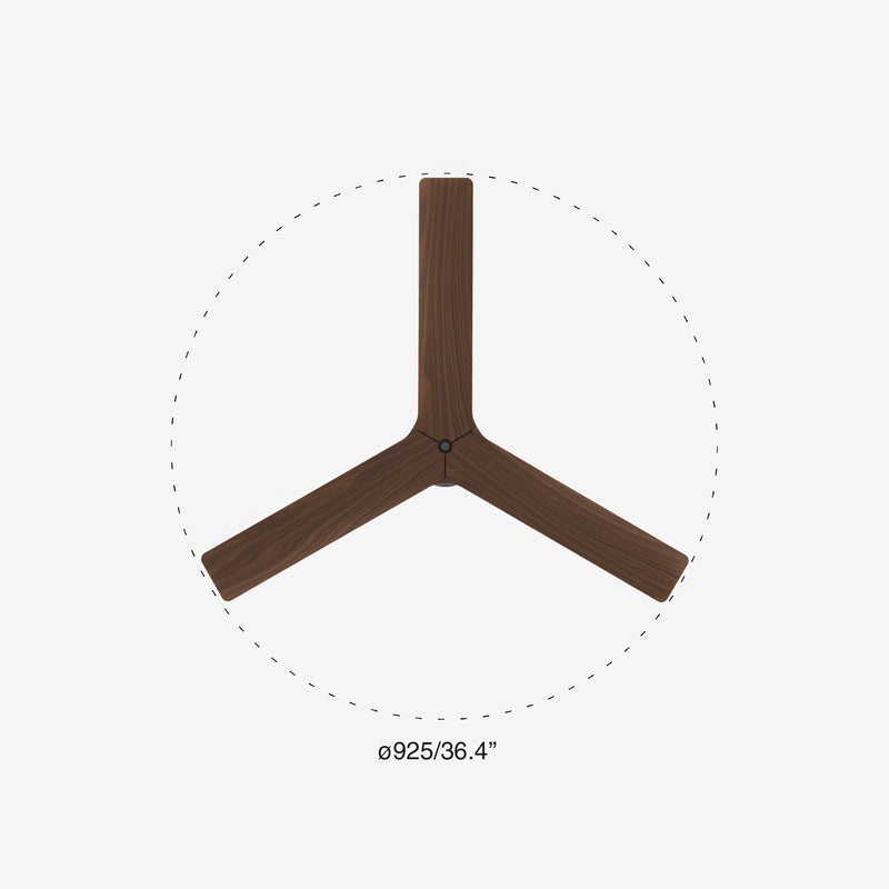 Klim 92.5cm Ceiling Fan / Black with Walnut / Timber Blades
