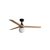 Klim 125cm Ceiling Fan with Light / Black with Pine / Timber Blades