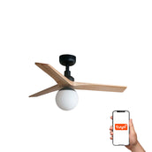 Klim 92.5cm Ceiling Fan with Light / Black with Pine / Timber Blades