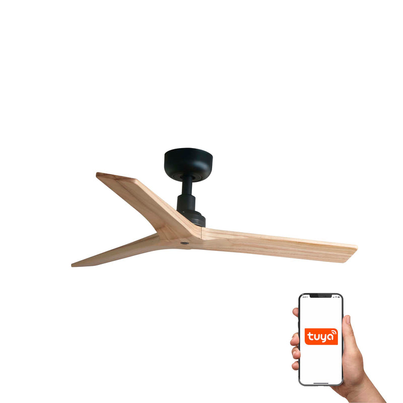 Klim 92.5cm Ceiling Fan / Black with Pine / Timber Blades