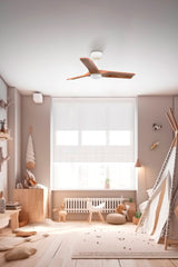 Heywood 90cm Ceiling Fan with LED Light / White with Pine / Timber Blades