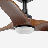 Heywood 90cm Ceiling Fan with LED Light / Black with Walnut / Timber Blades