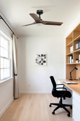 Heywood 90cm Ceiling Fan with LED Light / Black with Walnut / Timber Blades