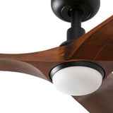 Heywood 90cm Ceiling Fan with LED Light / Black with Walnut / Timber Blades
