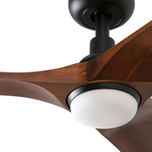 Heywood 90cm Ceiling Fan with LED Light / Black with Walnut / Timber Blades