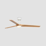 Heywood 132cm Ceiling Fan with LED Light / White with Pine / Timber Blades