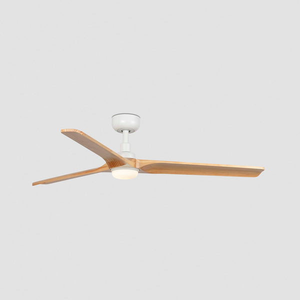 Heywood 132cm Ceiling Fan with LED Light / White with Pine / Timber Blades
