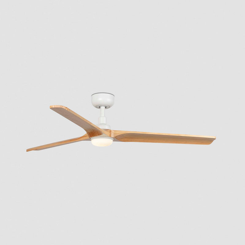 Heywood 132cm Ceiling Fan with LED Light / White with Pine / Timber Blades