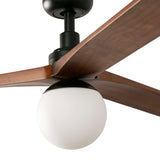 Klim 150cm Ceiling Fan with Light / Black with Walnut / Timber Blades