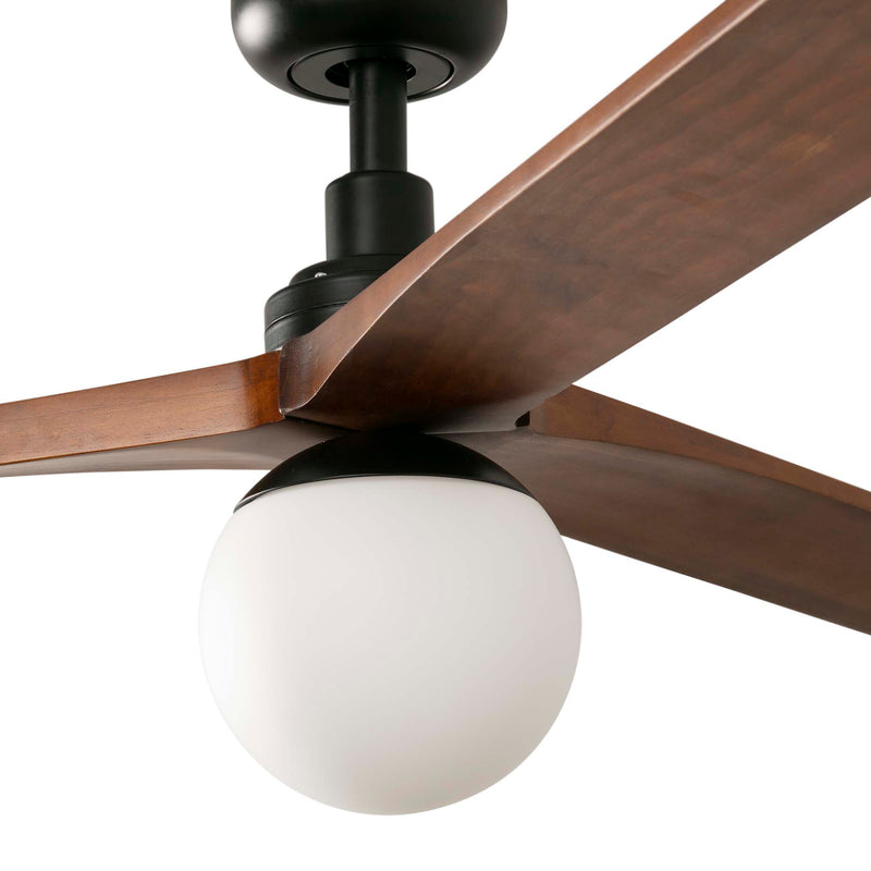 Klim 150cm Ceiling Fan with Light / Black with Walnut / Timber Blades