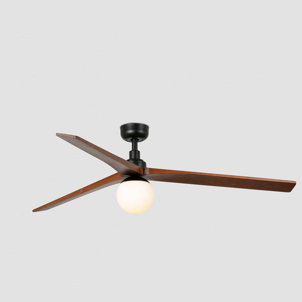 Klim 150cm Ceiling Fan with Light / Black with Walnut / Timber Blades
