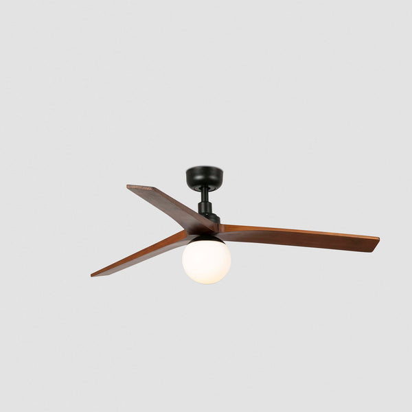 Klim 125cm Ceiling Fan with Light / Black with Walnut / Timber Blades