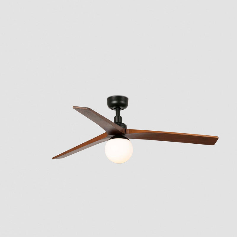 Klim 125cm Ceiling Fan with Light / Black with Walnut / Timber Blades