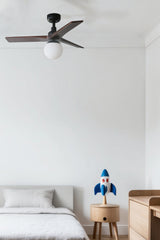Klim 92.5cm Ceiling Fan with Light / Black with Walnut / Timber Blades