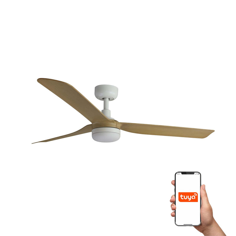 Punt 130cm Ceiling Fan with LED Light / White with Maple / ABS Blades