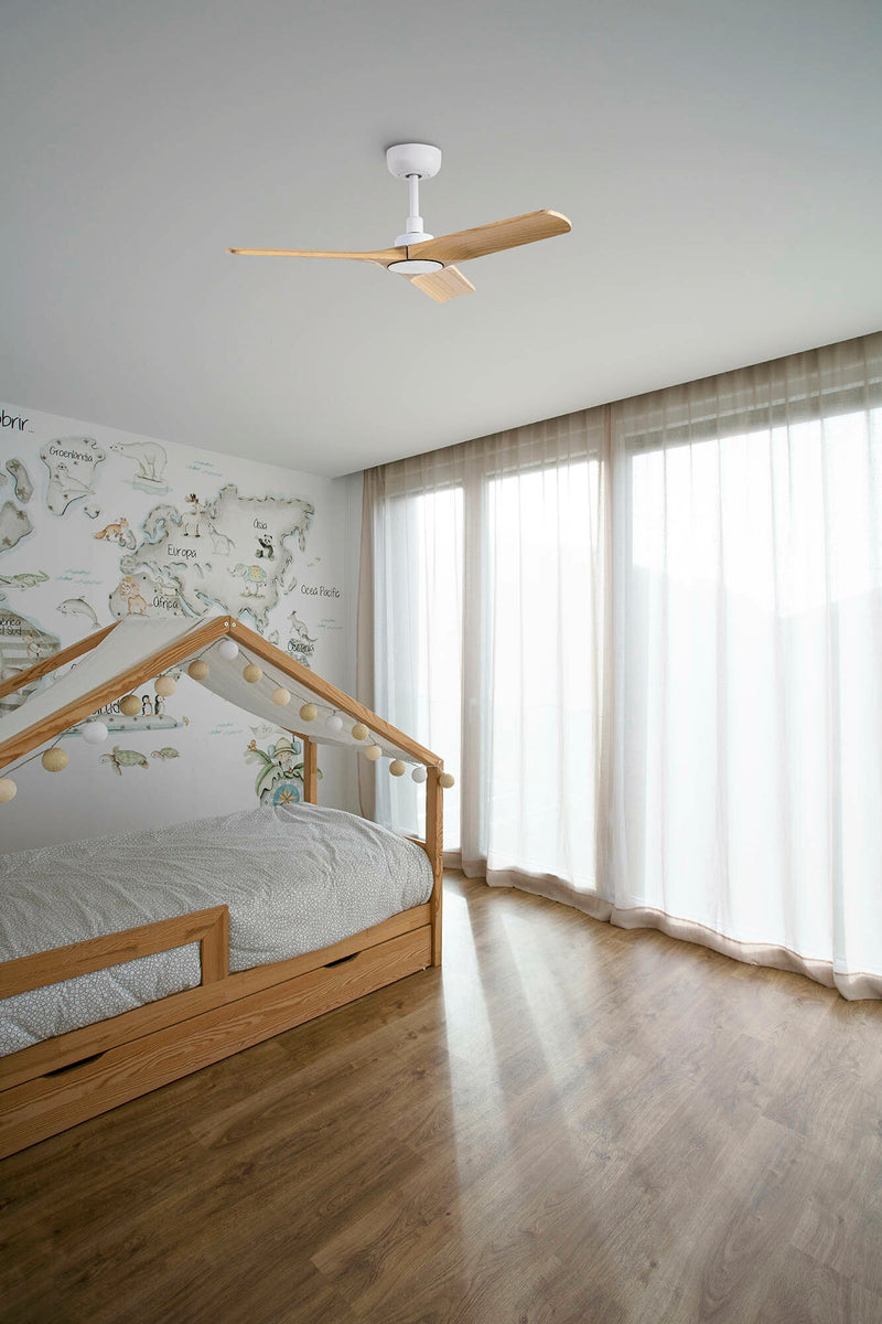 Heywood 90cm Ceiling Fan / White with Pine / Timber Blades