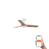 Heywood 90cm Ceiling Fan with LED Light / White with Pine / Timber Blades