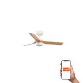 Mini Punt 90cm Ceiling Fan with LED Light / White with Maple / ABS Blades