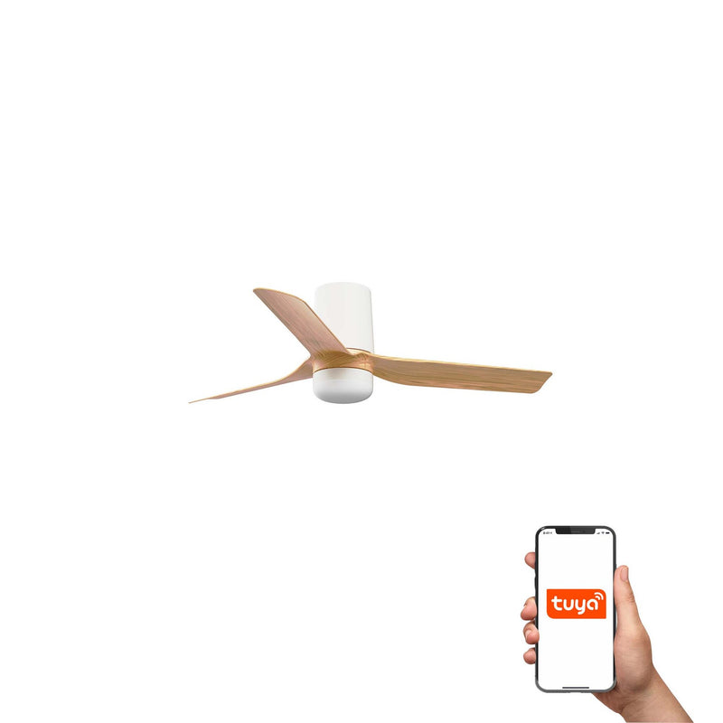 Mini Punt Tub 90cm Ceiling Fan with LED Light / White with Maple / ABS Blades