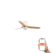 Mini Punt Tub 90cm Ceiling Fan with LED Light / White with Maple / ABS Blades