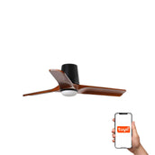 Heywood Tub 90cm Ceiling Fan with LED Light / Black with Walnut / Timber Blades