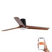 Heywood Tub 132cm Ceiling Fan with LED Light / Black with Walnut / Timber Blades